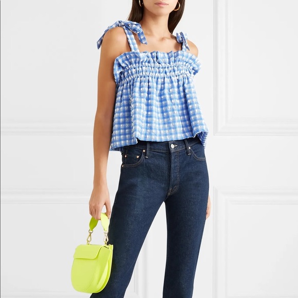 Ganni Tops - GANNI Cropped Gingham Seersucker Top Size S